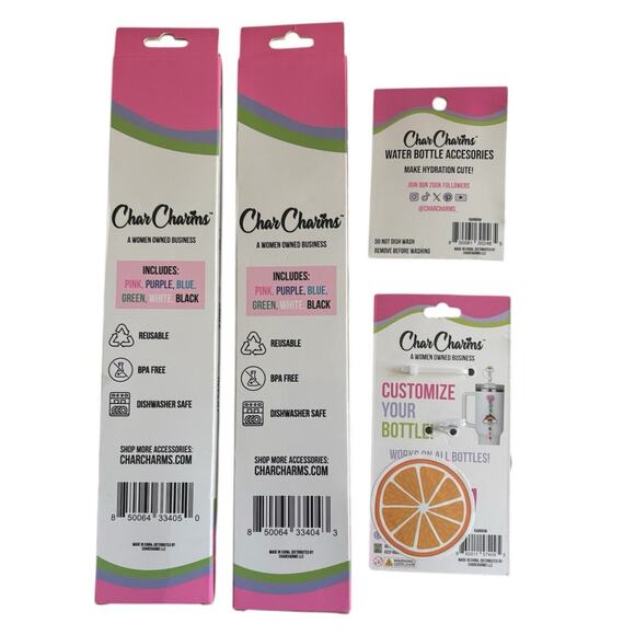 NEW CharCharms 40 oz. Colorful Tumbler Straws & Rainbow Charm Accessory Bundle - Picture 7 of 7